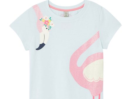 Pixie Blue Flamingo Print Shirt For Cheap