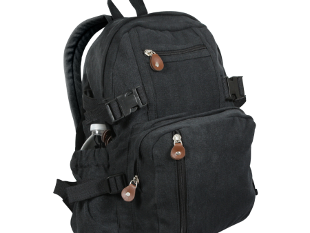 Black Vintage Canvas Compact Backpack For Discount