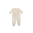 White Long Sleeve Footed Onesie With Crochet Details Sale