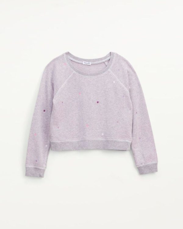 Star Embroidery Lilac Top For Discount