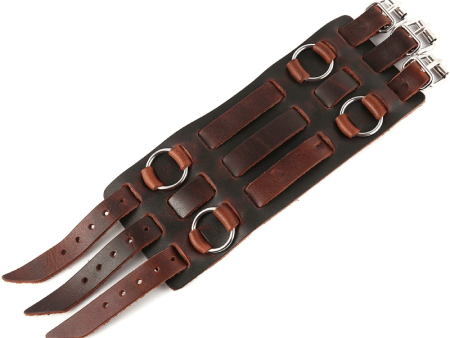 3 Strap Brown Leather Wrist Cuff Supply