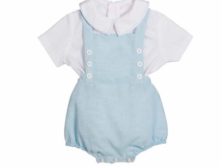 Blue and White Romper With Shirt Set Online