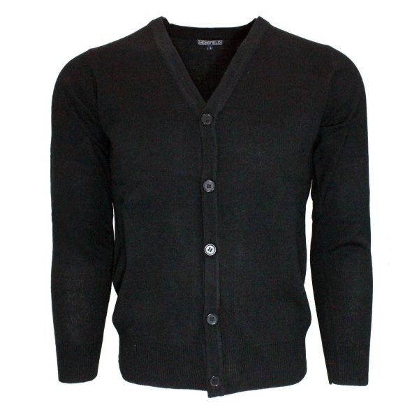 Men s Black V-Neck Cardigan Sweater Online