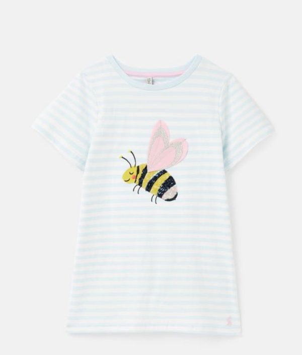 Stripe Art Work T-Shirt with Bee Fashion